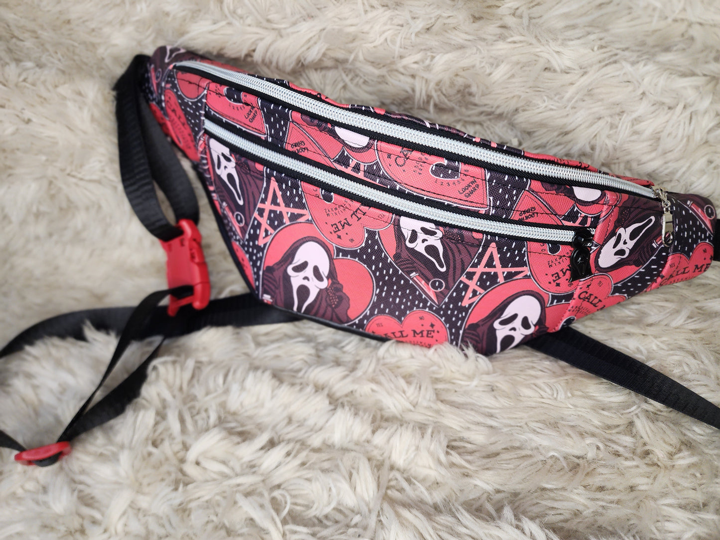 Red ghost face fanny pack