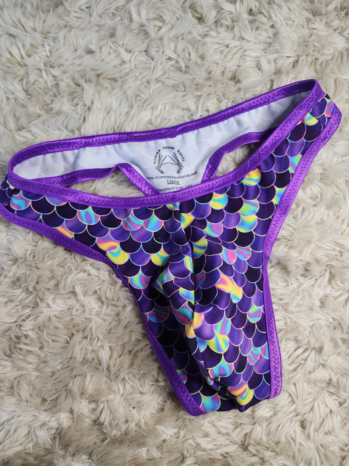 Large. Purple scales Pouch front thongs