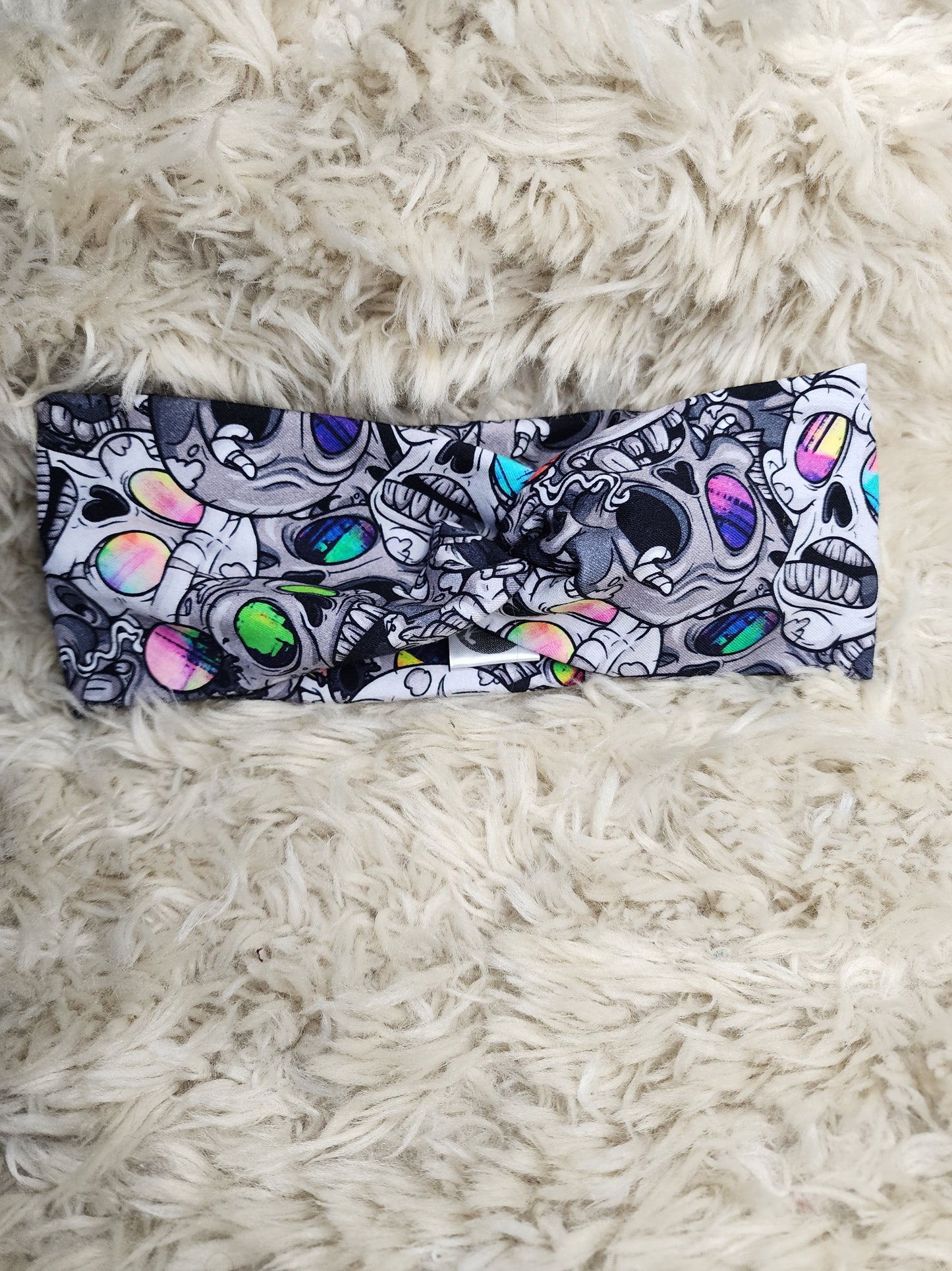 Skull eyes turban headband