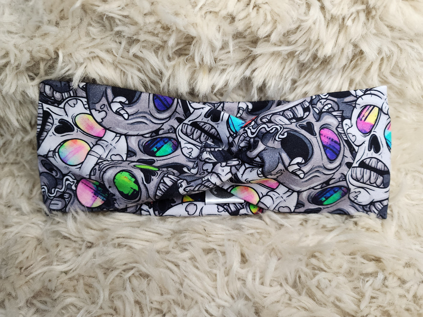 Skull eyes turban headband