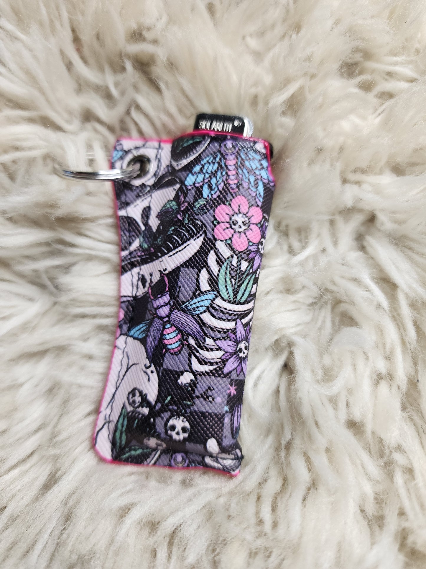Pink. Floral bones lighter holder