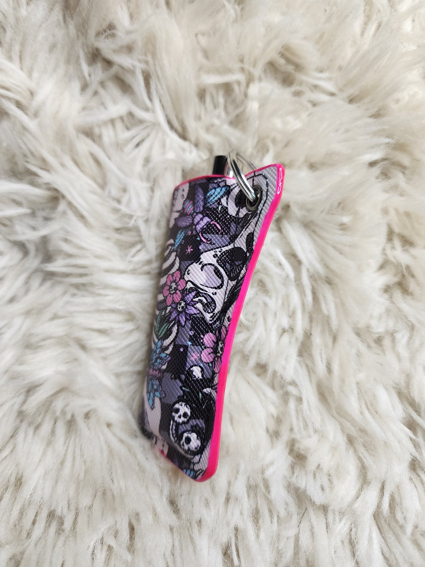 Pink. Floral bones lighter holder
