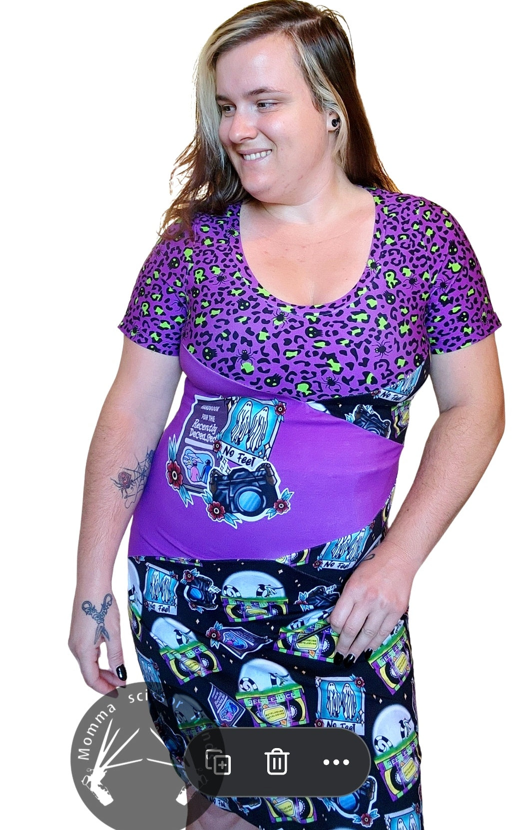 XL Colorblocked ghost pencil dress