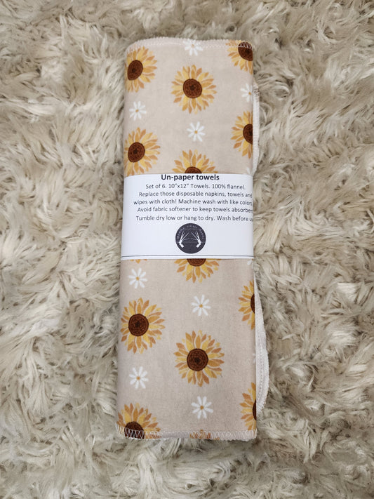 Beige sunflowers un-paper towels