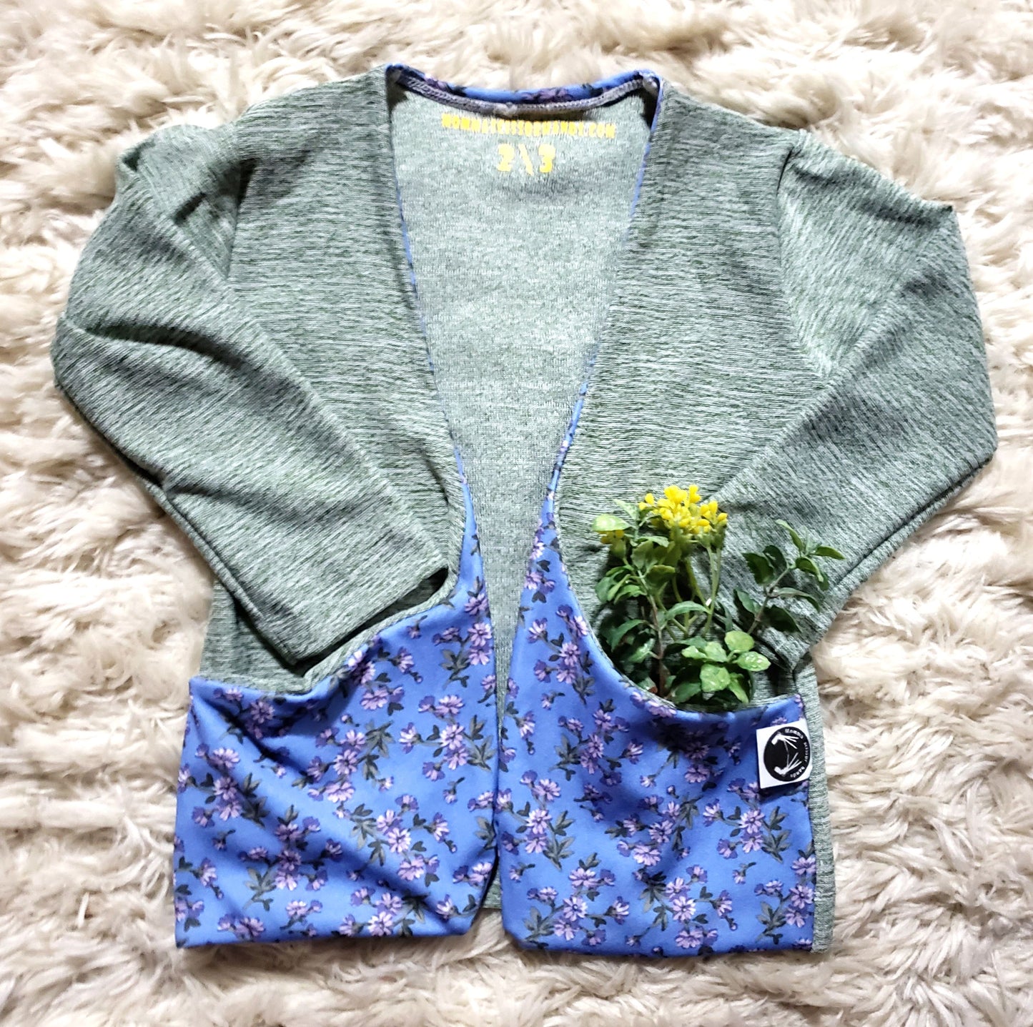 2T/3T Green and blue floral kids cardigan