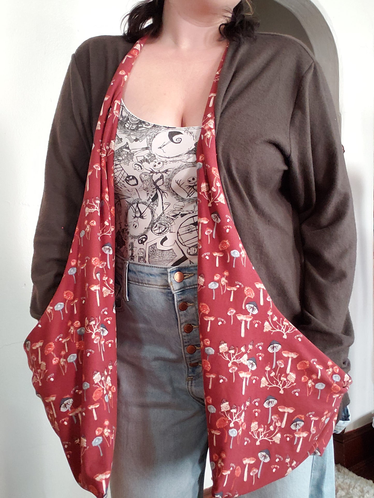 XXL Brown cashmere and mushroom cardigan