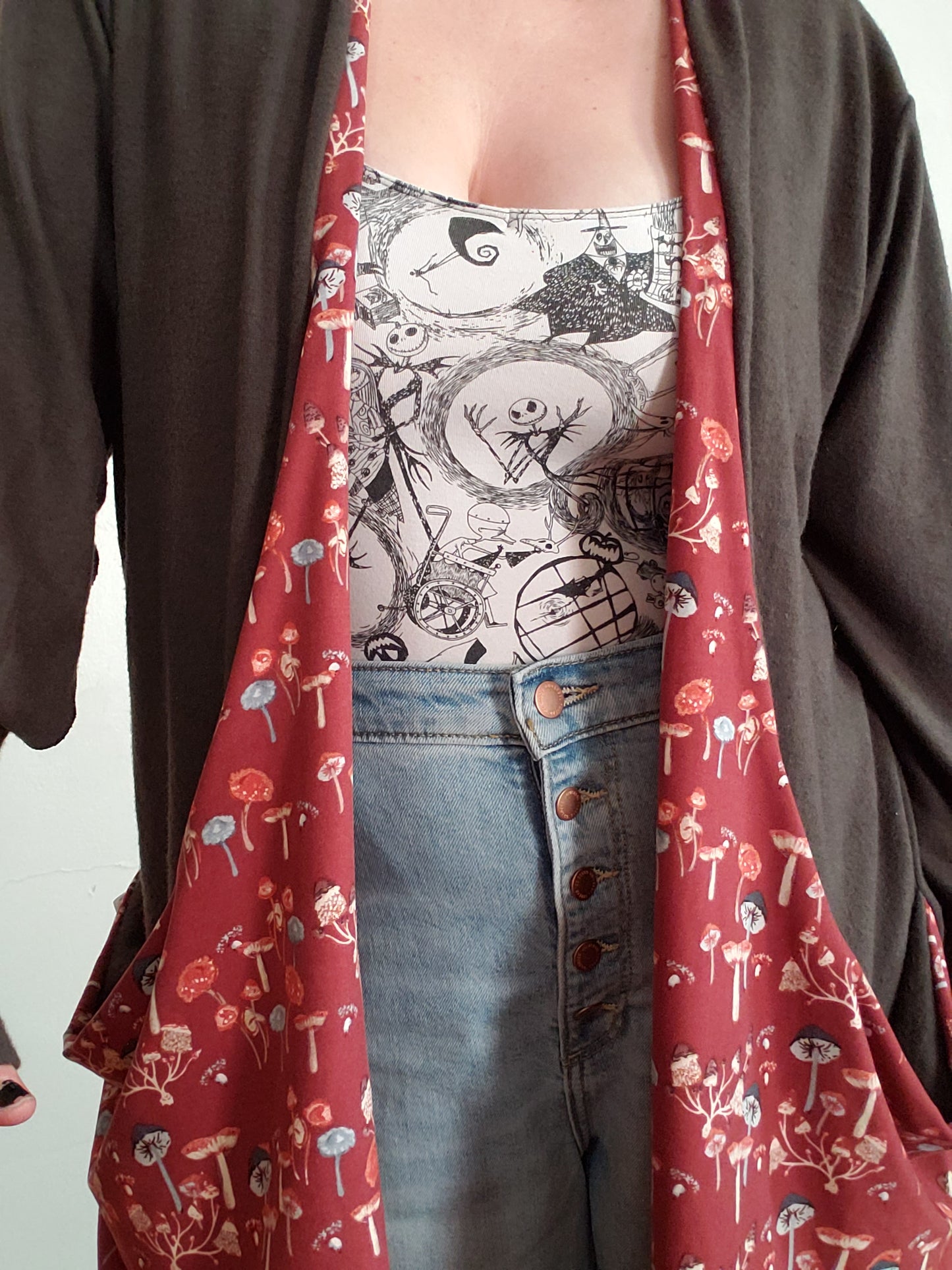 XXL Brown cashmere and mushroom cardigan