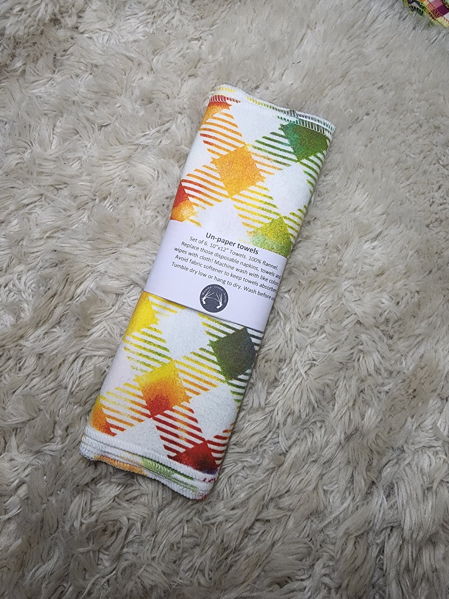 Rainbow plaid un-paper towels