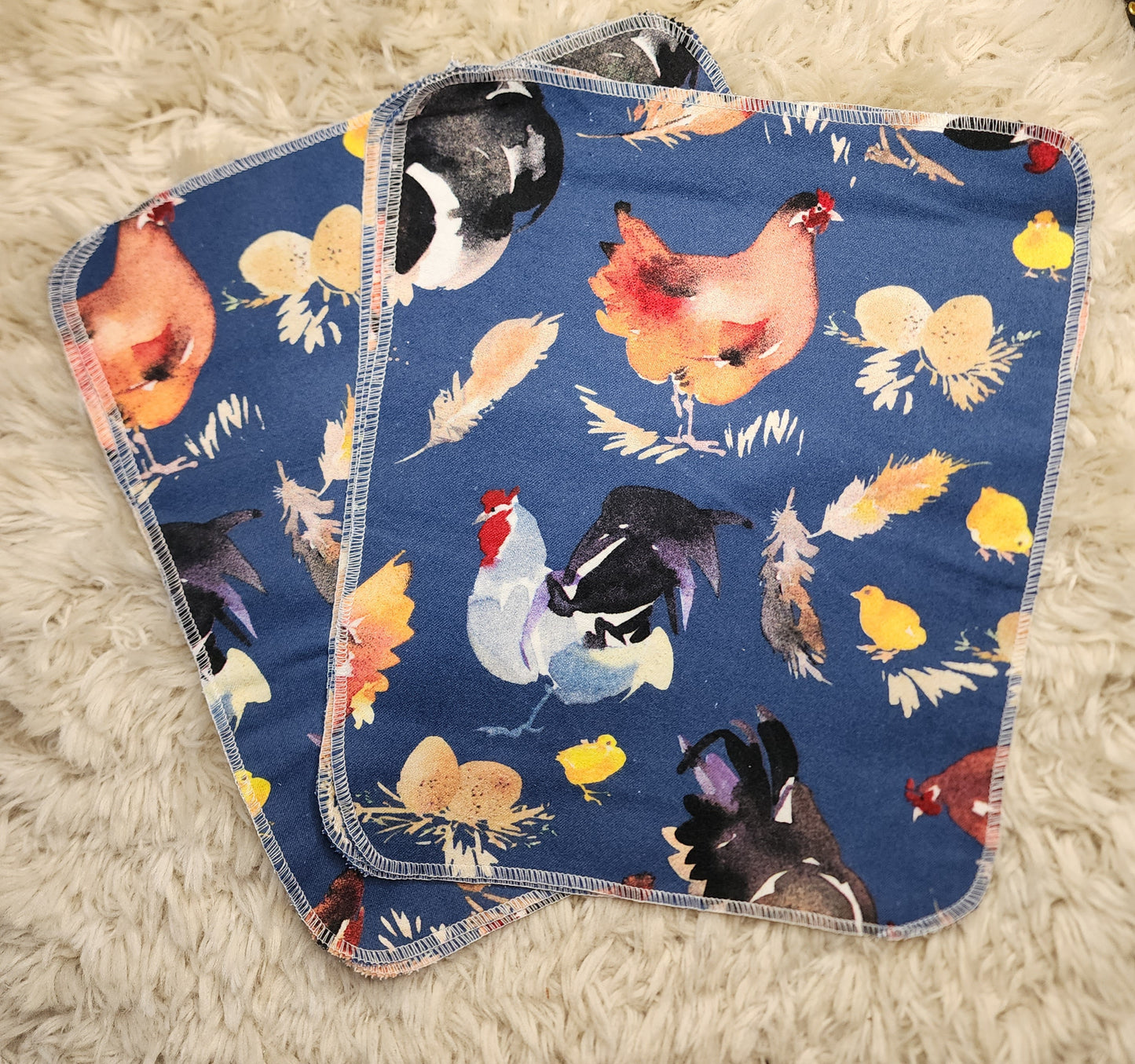 Blue chickens umpaper towels