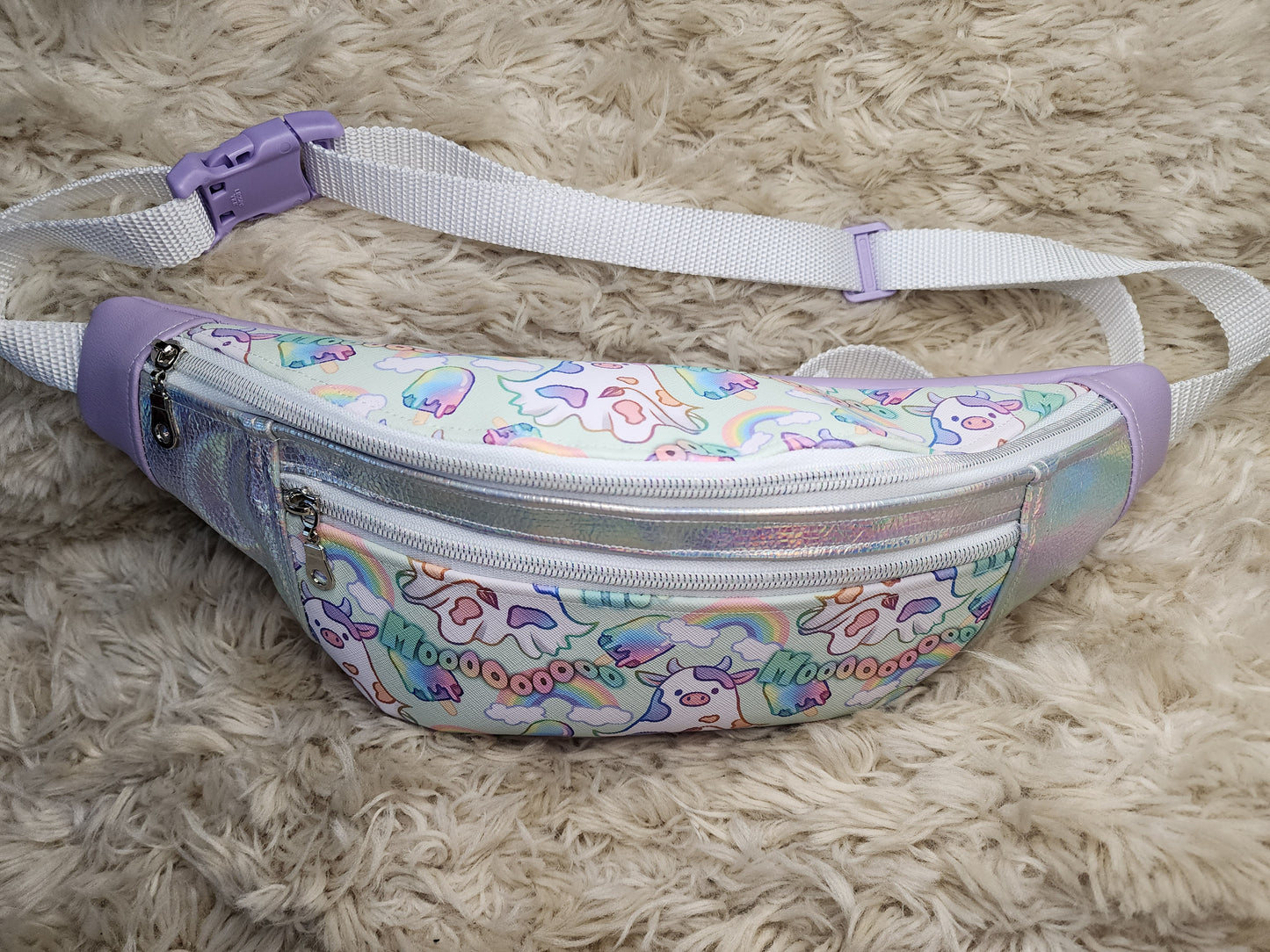 Pastel boo cow fanny pack