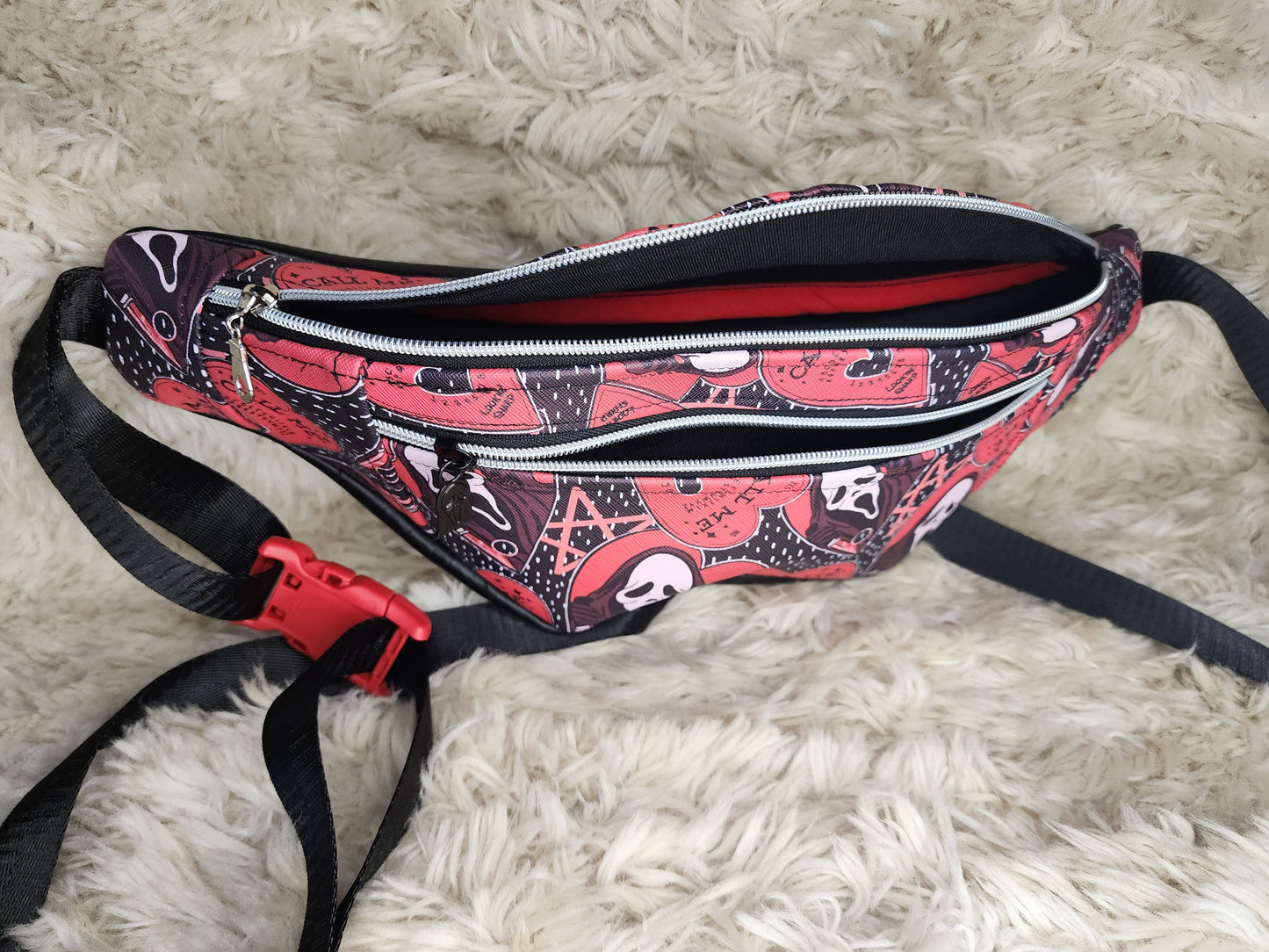 Red ghost face fanny pack