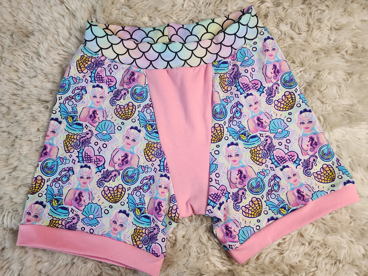 Med. Pastel goth mermaid queen flat front boxers
