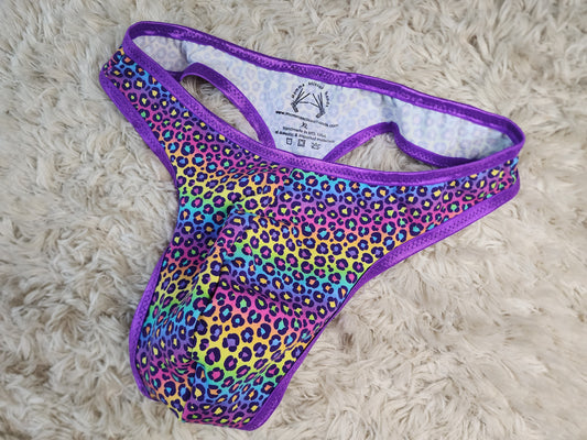 XL. Pride lepard pouch front thongs