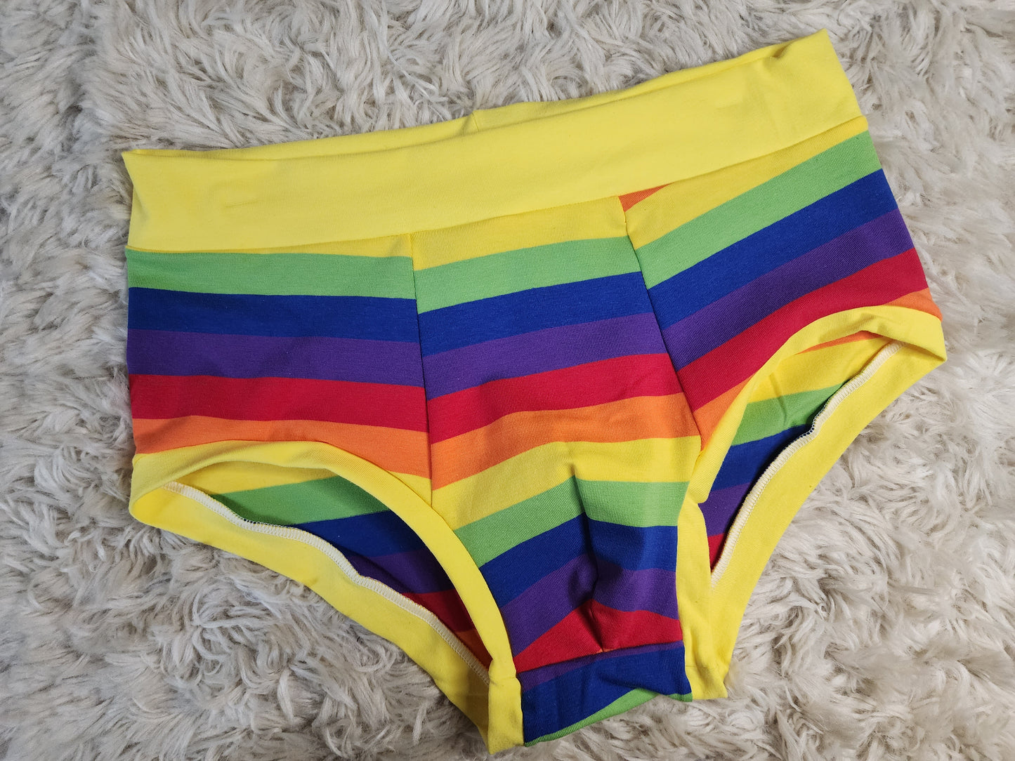 Small. Rainbow pouch front briefs
