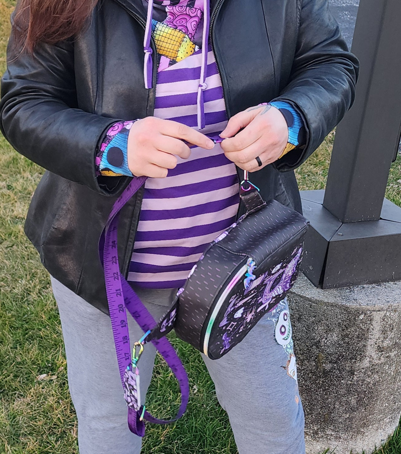 Spooky sewing cross body bag