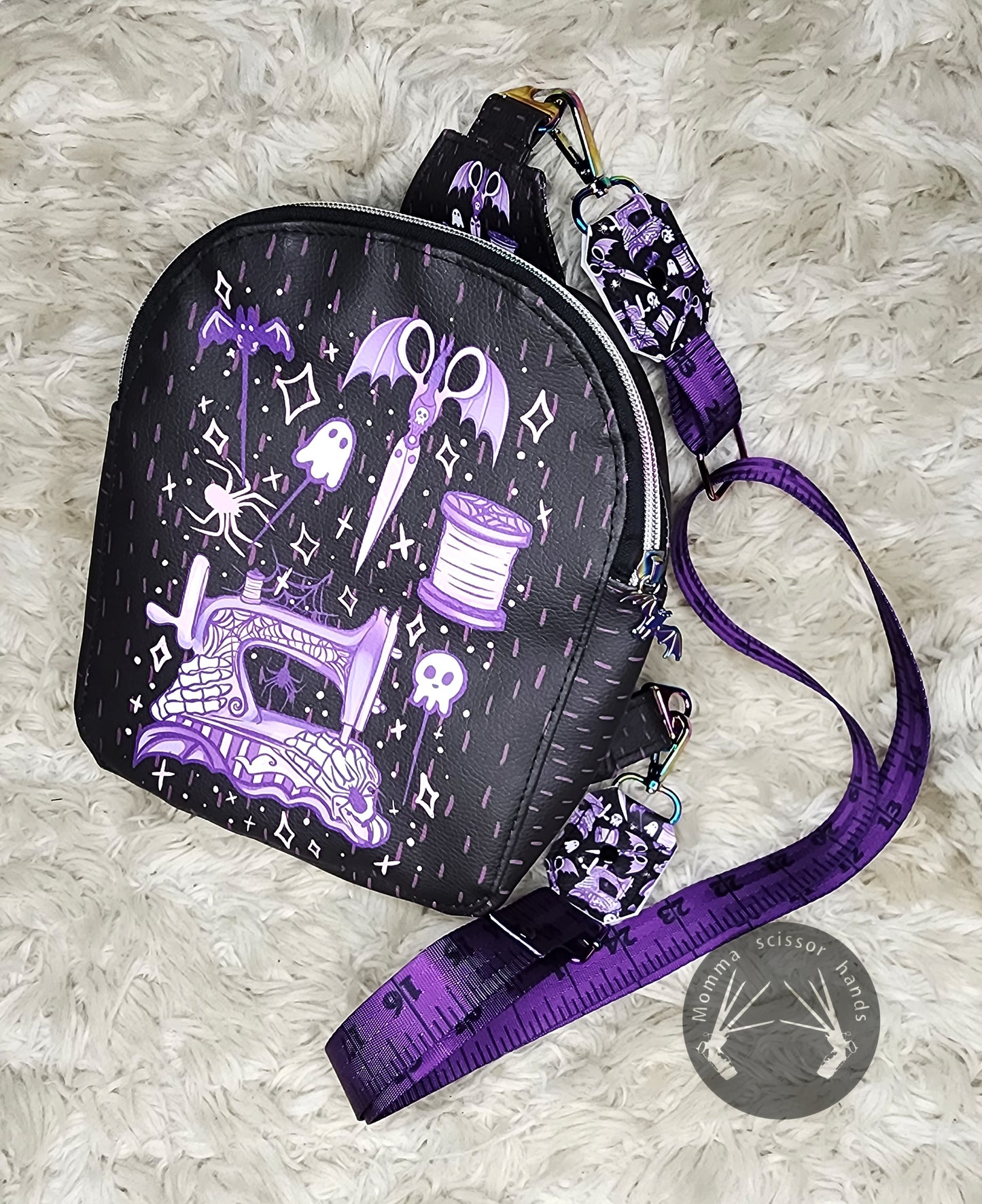 Spooky sewing cross body bag