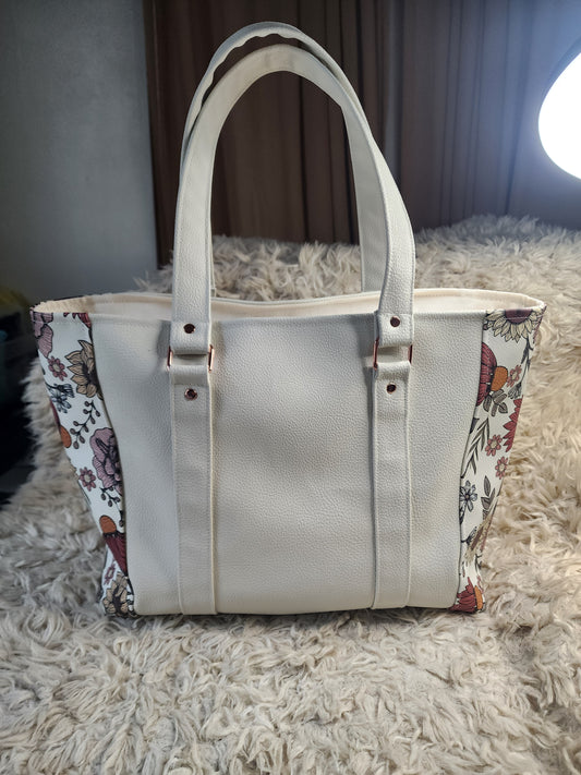 White and floral large bag