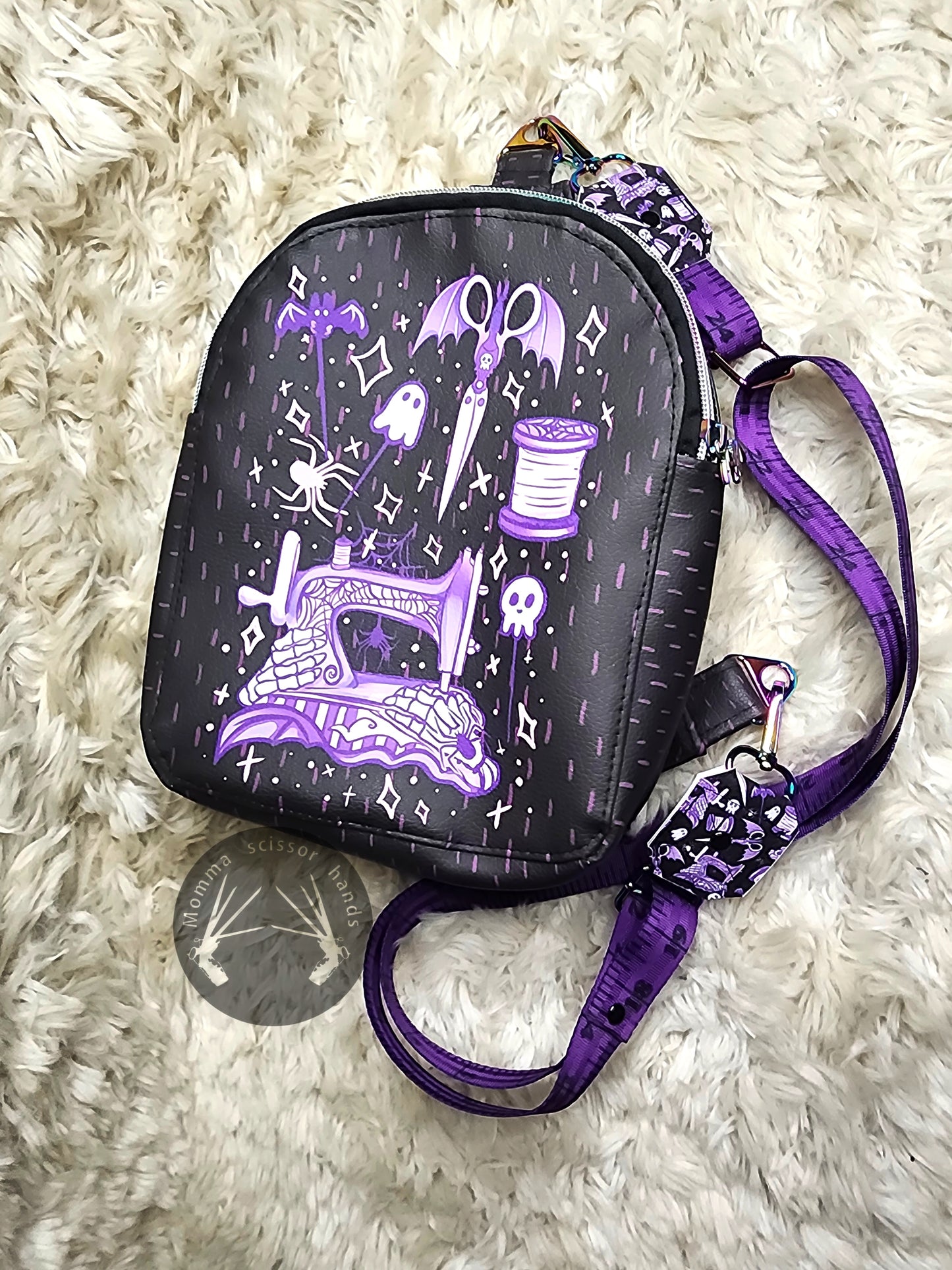 Spooky sewing cross body bag