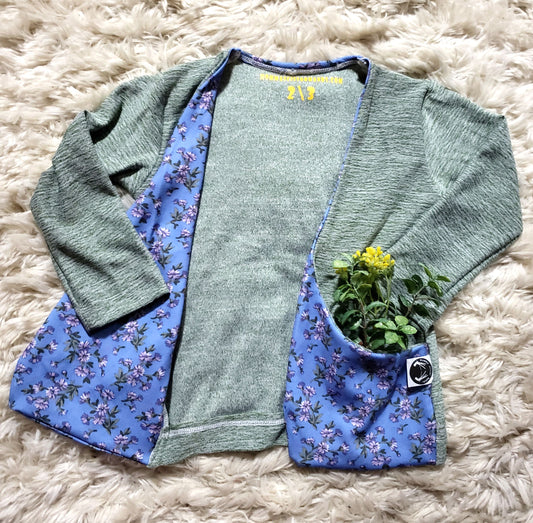 2T/3T Green and blue floral kids cardigan