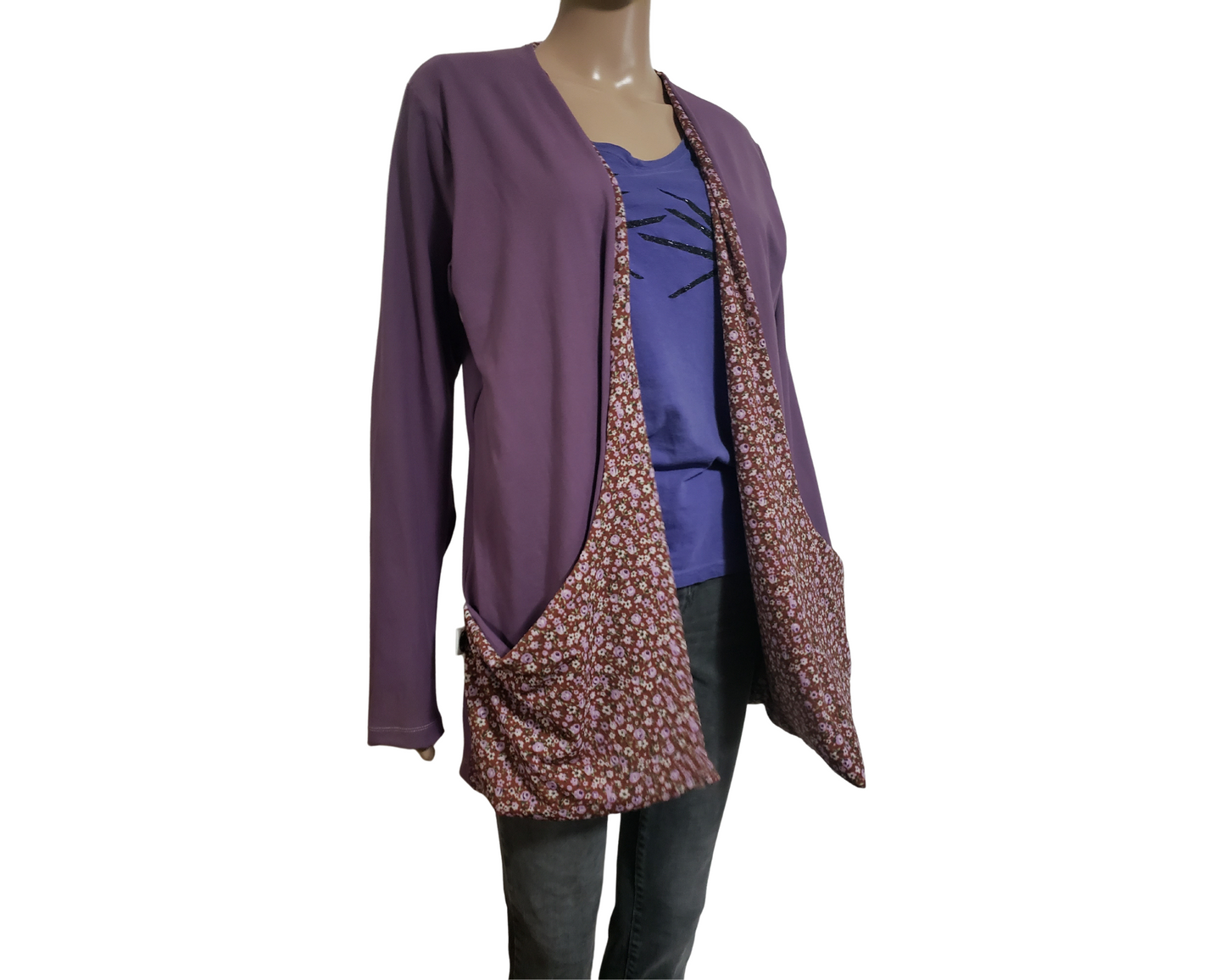 Medium purple floral cardigan