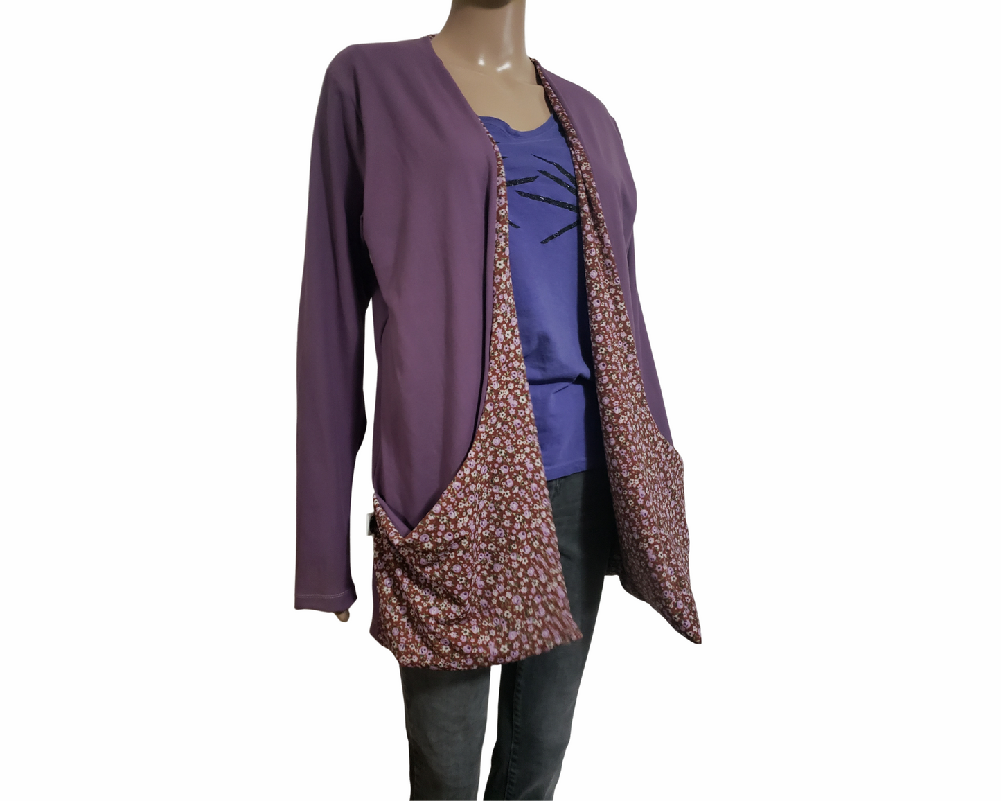 Medium purple floral cardigan