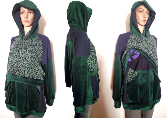 XL Green Leopard Chest-feeding hoodie