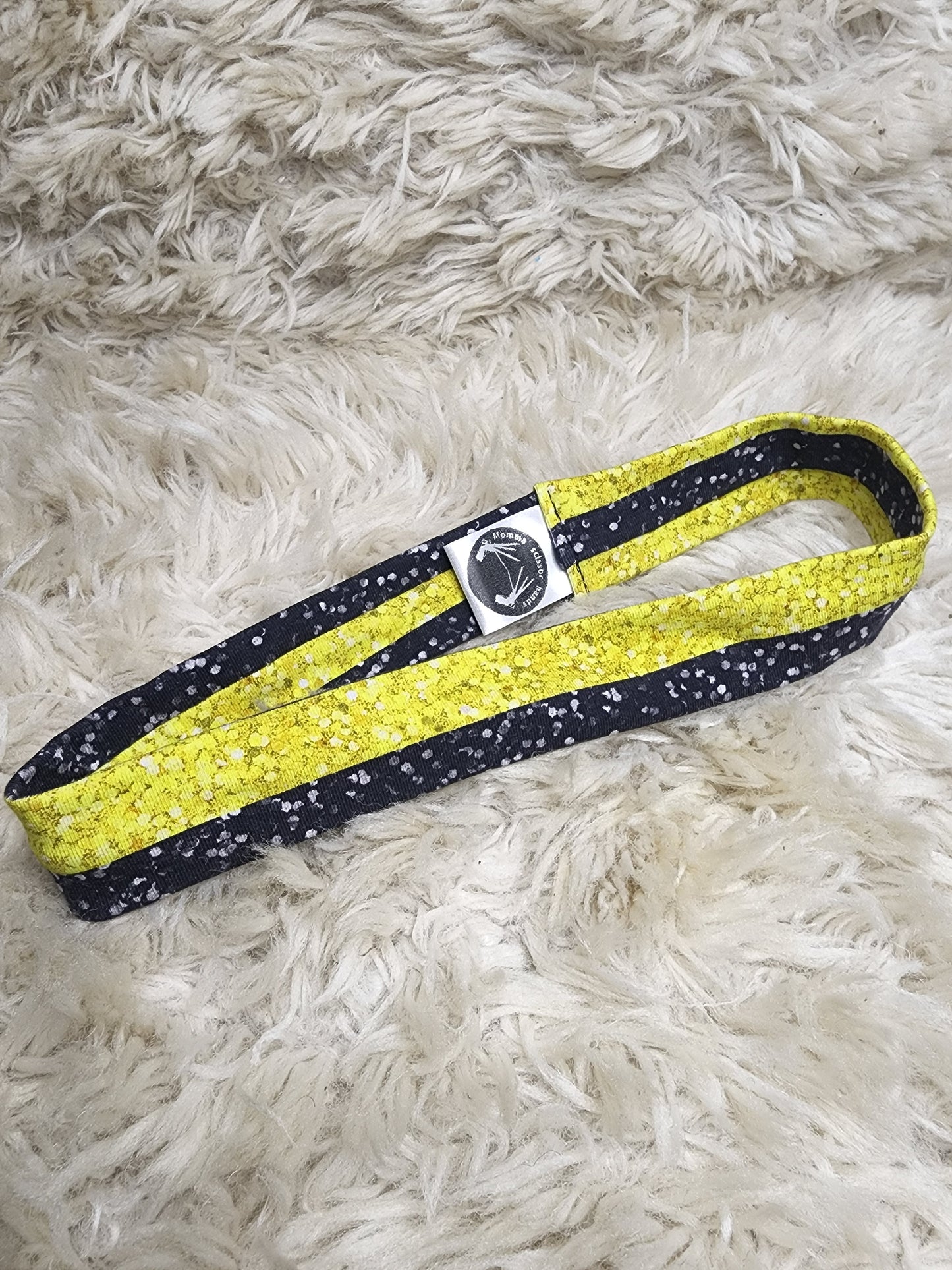 Yellow & black glitter thin headband