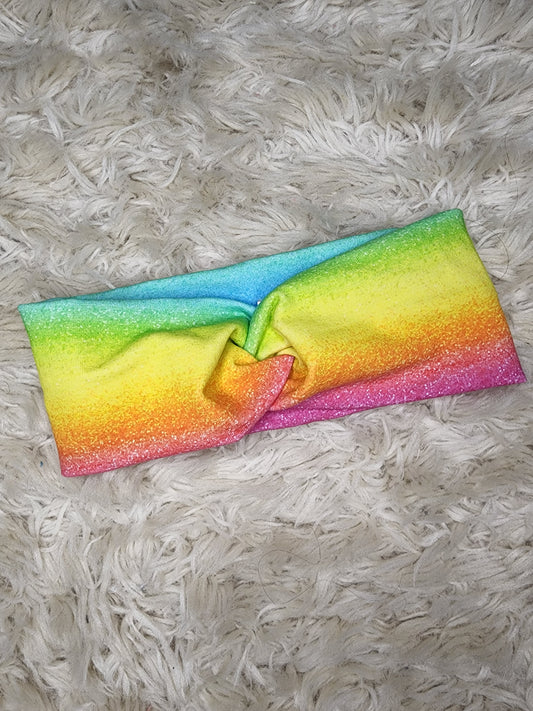 Ombre rainbow turban headand