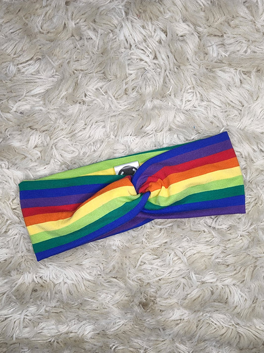 Rainbow stripe turban headband