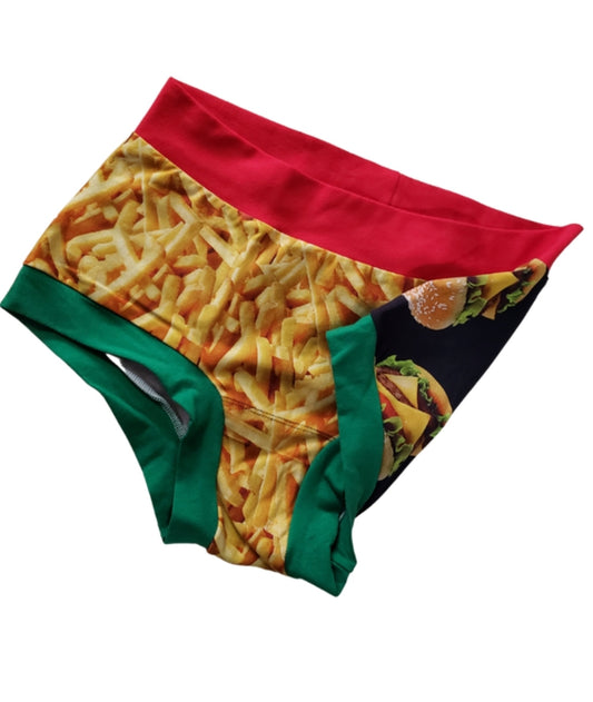 Large burger & fries boyshorts underwear